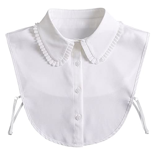 Joyci Chic Lady's Fake Collar Pleated Elegant Office Half Blouse False Collar Dickey B White