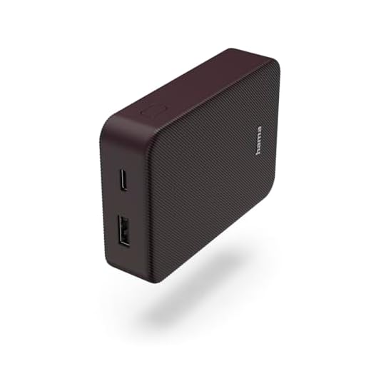 Hama Powerbank Colour 10 10000mAh (externer Akku mit 1x USB C + 1x USB A, Power Pack Zertifiziert, LED Anzeige, Akku Pack Handy Zubehör, Tablet, Bluetooth Box etc., tragbares Ladegerät klein) Pflaume