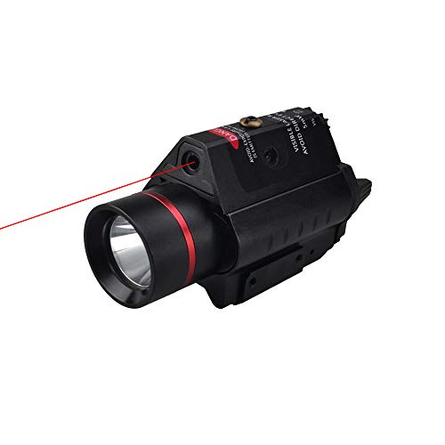 FESOITTY Torcia Combo laser rosso verde 200 Lumen Luce per armi Picatinny Torcia per montaggio su guida (Red Laser)