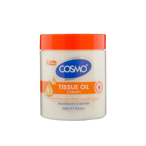 Cosmo Tissue Oil Cream, Intensive 72h Moisture, Improves Elasticity, Scars and Stretch Marks, Restoration Body Cream, 500ml-16.90fl.oz