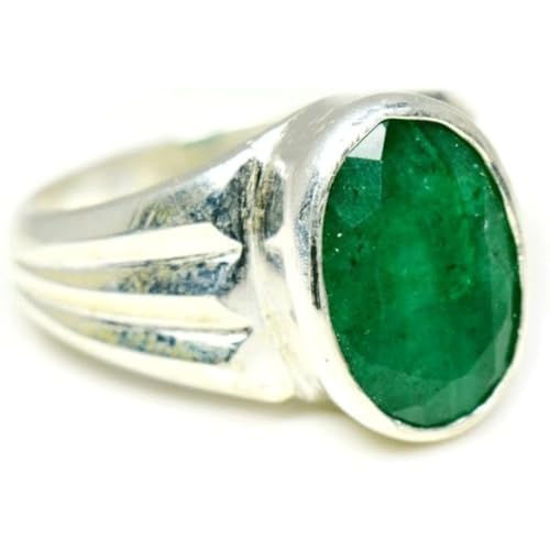 55Carat Genuine Emerald Silver Ring for Men 6 Carat Oval Shape Birthstone Size 5,6,7,8,9,10,11,12,13