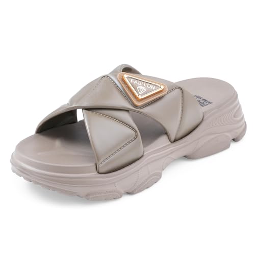 Image of DOCTOR EXTRA SOFT Women's Fashionable Buckle Sliders /Slippers with Cushion FootBed for Adult | Comfortable & Light Weight| Stylish & Anti-Skid| Waterproof & Everyday Flip Flops for Ladies Girls D-521