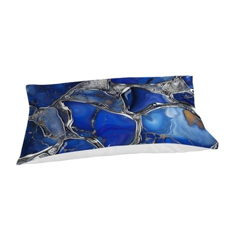 Housse de couette marbre 2 pièces bleu argent 135x200 avec fermeture éclair
