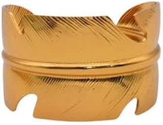 Stainless Steel Cuff Bracelet With Tree Leaf Designn For Girls - Gold