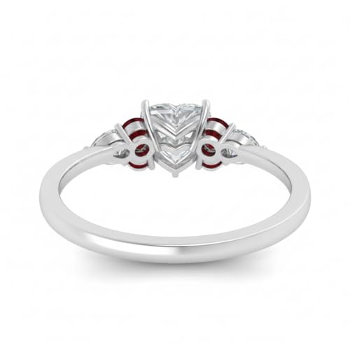 Image of Choose Your Gemstone Graduated Channel Setting Diamond CZ Wedding Sterling Silver Heart Shape Wedding Engagement Birthstone Stackable Ring Size US 4 to 12