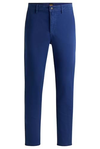 BOSS Men's Tapered Fit Chino Made of Elastic Cotton Satin