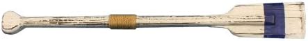 Hampton Nautical Wooden Rustic King Harbor Squared Oar with Hooks, 24", Blue