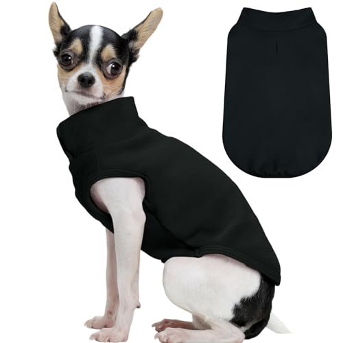 FUAMEY Dog Fleece Vest for Small Dogs,Warm Stretchy Dog Sweatshirts Pullover with Leash Hole Dogs Sweater Soft Pet Turtleneck Cozy Pet Vest Lightweigh