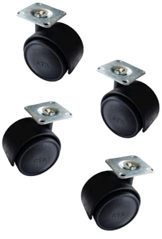 Castor Wheels Heavy Duty Plate Type with polypropylene Plastic Twin Castor for Furniture/Cooler/table/chair/floor mill -(Set of 4 pieces) Load Capacity 180kg per set