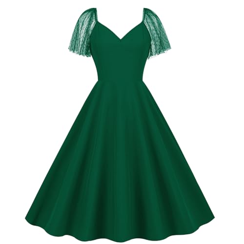 Amazon.com: Womens Vintage Mesh Short Sleeve Wedding Party Dress 1950s  Aline Cocktail Swing Dress Retro Audrey Hepburn Style Dress Army Green :  Clothing, Shoes & Jewelry