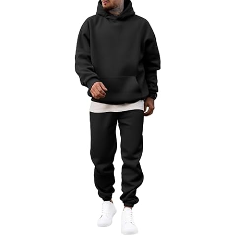 JMIERR Mens 2-Piece Black Cotton Blend Tracksuit Cover