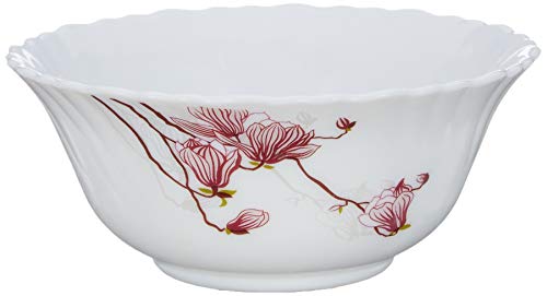 Image of Larah by Borosil Opalware Dinner Set Microwave & Dishwasher Safe | Bone-Ash Free | Crockery Set for Dining & Gifting | Plates & Bowls (Lily Blossom, 14pc)