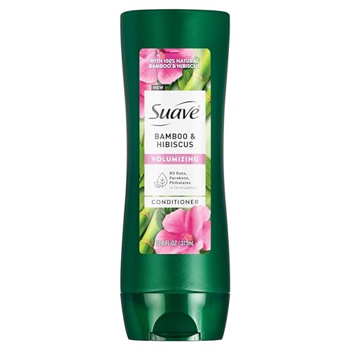 Suave Bamboo & Hibiscus Volumizing Conditioner, for Fine and Flat Hair, Salon Proven System for...