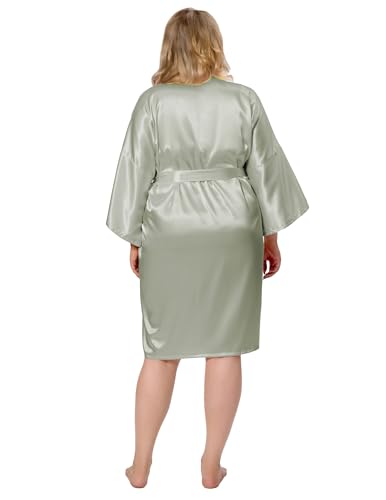 Image of EPLAZA Women Silky Satin Robe Wedding Bridal Party Bride Bridesmaid Robes Kimono Loungewear Dressing Gowns