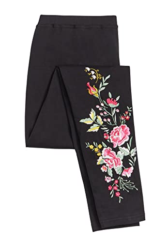 Woman Within Women's Plus Size Petite Stretch Cotton Embroidered Legging - 22/24, Pine Floral Embroidery Green #TOP4