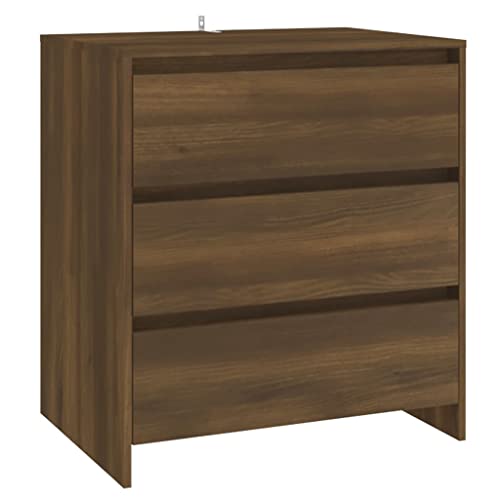 vidaXL Aparador de madera aglomerada de roble marrón de 27.6 x 16.1 x 29.5 pulgadas