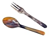  Horn Couverts à salade Classic Petit 16 cm Couverts à salade en corne de boeuf véritable Produit écologique
