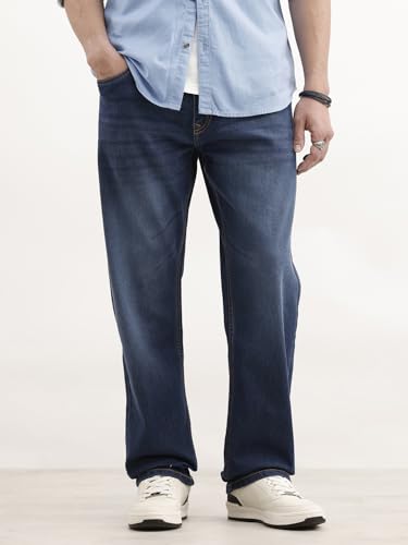 Image of WROGN Men's Anti Fit Jeans | 100% Cotton | Solid | Relaxed Casual Denim