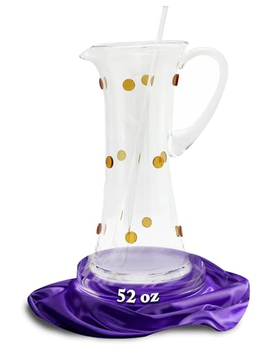 GAC Tall Glass Martini Pitcher with Spout – 52oz Clear Glass Cocktail Pitcher for Mixing – Elegant Durable Design for Drinks, Iced Tea, and Cocktails – Ideal Present