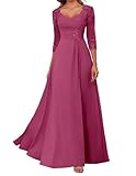 Vestido de encaje con apliques para madre de la novia, de gasa sólida, vestidos de graduación, vestidos de cóctel, talla grande, fucsia, 56
