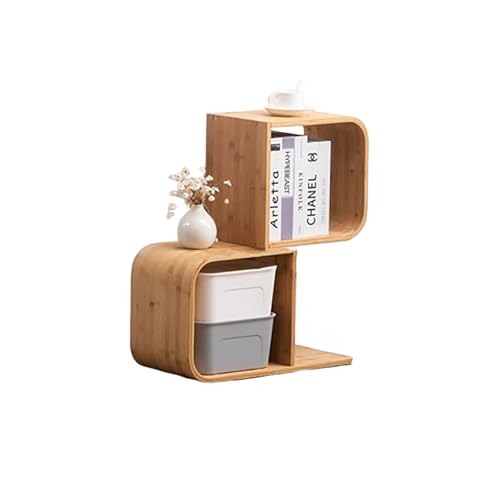 S-Shaped Geometric Modern Bookshelf, Large Capacity Creative Display Curved Rack with Open Cubes,Free-Standing Bedside Table Decorative Storage Organizer,CDs,DVDs Book Shelf for Home,Office,Living Ro
