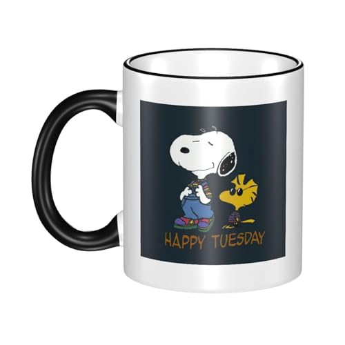 スヌーピー マグカップ 保温・保冷 電子レンジ対応 コーヒーカップ 陶器 セラミック 耐高温 軽量 個性人気 誕生日プレゼント大容量 Black