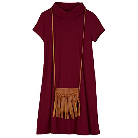 Amy Byer Girls' Wine Shift Dress and Purse Cover