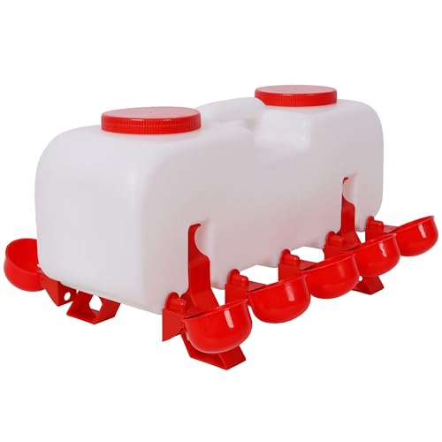 2.5 Gallon Chicken Waterer with 10 Cups, Semi-Automatic Poultry Waterer