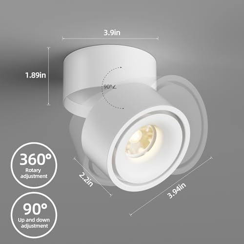 Image of ziidoo Spotlight Indoor Ceiling LED Lights,12W Modern Spot Light Fixtures 4000K White Lamp 360Adjustable Picture Wall Sconce for Living Room Hallway Gallery Flush Mount Directional (mid, Count, 1)