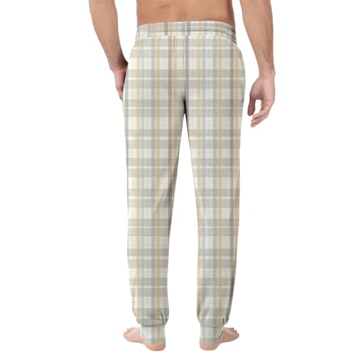 Plaid Pajama Pants Men Lightweight Lounge Pants Sleepwear Comfy Jogger Sweatpants Pj Bottoms with Pockets & Button3