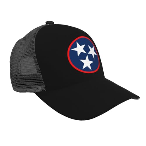 Tennessee Tri Star Flag Mesh Baseball Cap - Classic Adjustable Peaked Cap, Trucker Hat for Men and Women