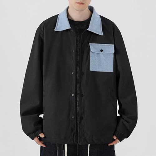 Akklian Unisex Varsity Jacket - Corduroy Shirt Long Sleeve Patchwork Color Block Winter Jacket Fashion Streetwear with Pocket2