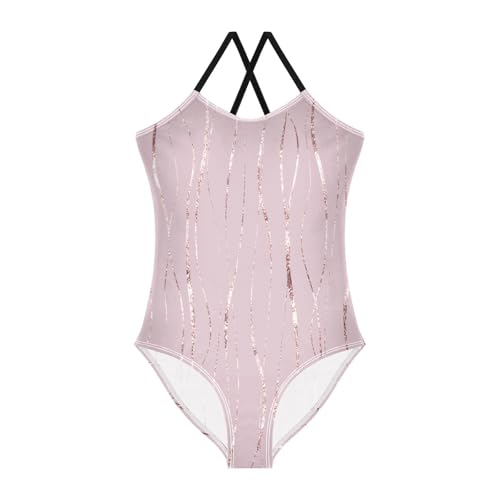 Rose Gold Wavy Stripes Toddler Girl Swimsuit Swim Suits for Girls Teen Bathing Suits for Girls