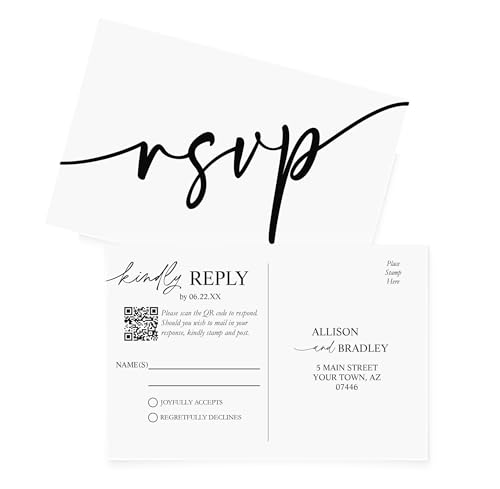 RSVP Card, QR Code Response Postcard, Reply Card, Wedding, Rehearsal Dinner, Bridal Shower, Baby Shower, Christening, Birthday Party, Minimalist Personalized