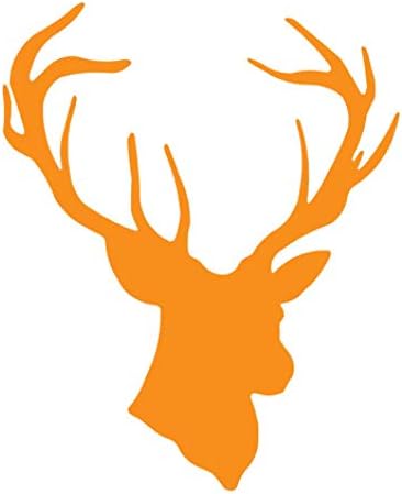 Deer Head Hunting Buck Vinyl Sticker Decals (Pack of 2) for Car Bumper Window Laptop Tablet Phone (3" x 2.4", Orange)
