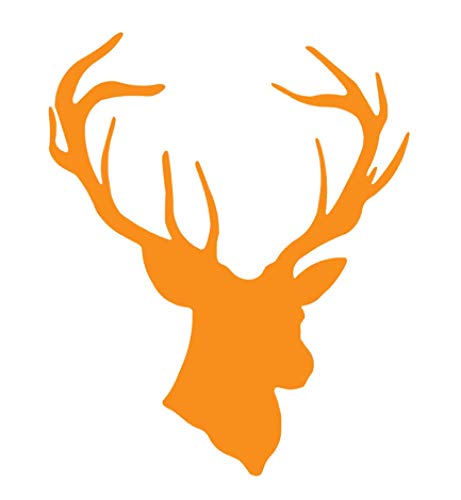 Deer Head Hunting Buck Vinyl Sticker Decals (Pack Of 2) For Car Bumper Window Laptop Tablet Phone (3" X 2.4", Orange) #TOP1