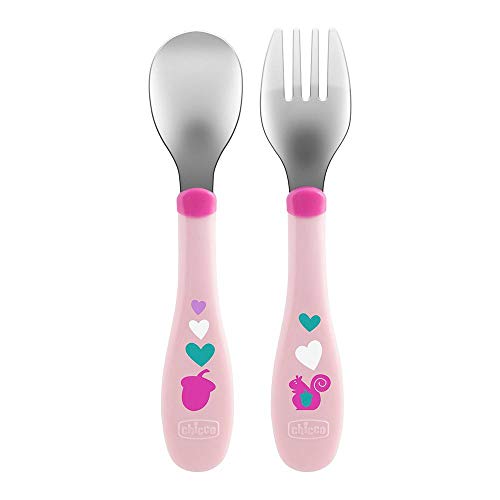 Chicco 16102100000 Mes Premiers Couvert Bout en Inox x 2 - Coloris aléatoire Cover