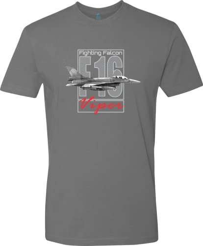 The F16 military jet t-shirt (XL) Gray. Design inspired by the iconic F-16 Fighting Falcon, a multi-role fighter aircraft widely used by various air forces worldwide. Viper