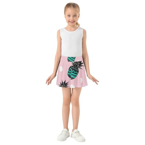 Tropical Pineapple Leaf Tennis Skirts for Kids Breathable Girls Skorts Athletic Shorts Flowy Skirt 4t3