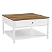 Produktbild VASAGLE Couchtisch, Wohnzimmertisch, Sofatisch, 2 große Schubladen, mit Beinen, viel Stauraum, maritimer Stil, 80 x 80 x 45 cm, für Wohnzimmer, walnussbraun-weiß LCT207T14