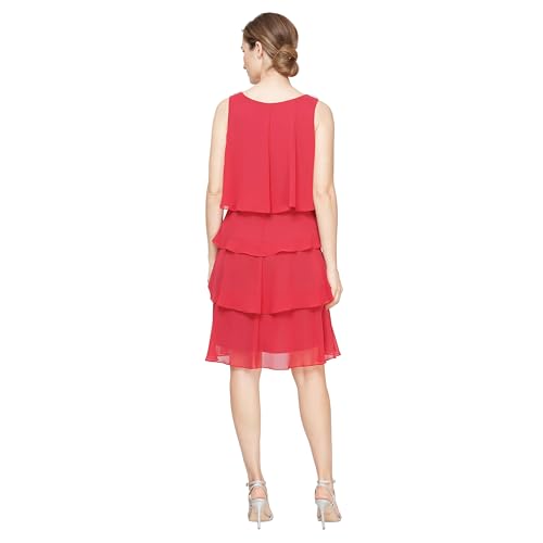 Image of S.L. Fashions Womens Tiered Cocktail Party Dress, Wedding Guest Gown (Petite and Regular Sizes)