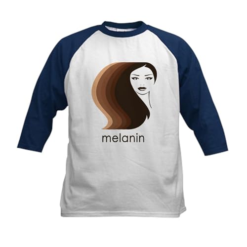 CafePress Melanin African American Women Bla Baseball Jersey Kids Cotton Baseball Jersey, 3/4 Raglan Sleeve Shirt Navy/White