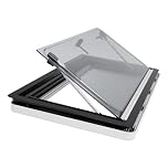 Universal RV Ventilation Window, 900x500mm Camper Acrylic Glass Hinged Window, 70° Opening Angle RV Skylight Roof Vent with Stretchable Mesh and Sunshade for Caravan Motorhome Trailer Camper