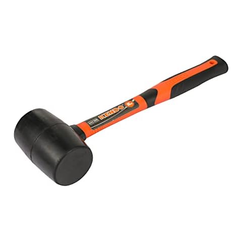 KENDO - Gummihammer schwarz - 450 g - mit ergonomisch geformtem Soft-Grip Fiberglasstiel für besten Halt Cover