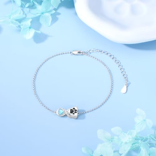 Butterfly/Flowers/Pet Urn Bracelet for Ashes 925 Sterling Silver Heart Bracelets with Abalone Shell Cremation Memorial Keepsake Jewelry Gift for Women4