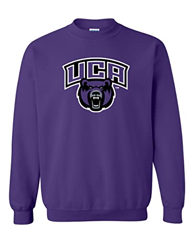 CreateMyTee | Purple Central Arkansas UCA Bear Head Crewneck Sweatshirt (Purple, Large)
