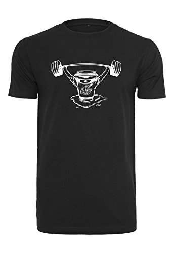 emom Fitness Bar Bell & Coffee bien sentado Sport – Camiseta (Diseño Parte Delantera), color Negro , tamaño extra-large