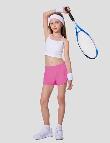 AugIris Shorts de ginástica atléticos para meninas, Rosa choque, 12 Anos