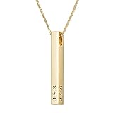 RESVIVI Sterling Silver 3D Engraved Personalized Bar Name Necklace Custom Made Any Name Pendant Necklace Gold Plating Copper