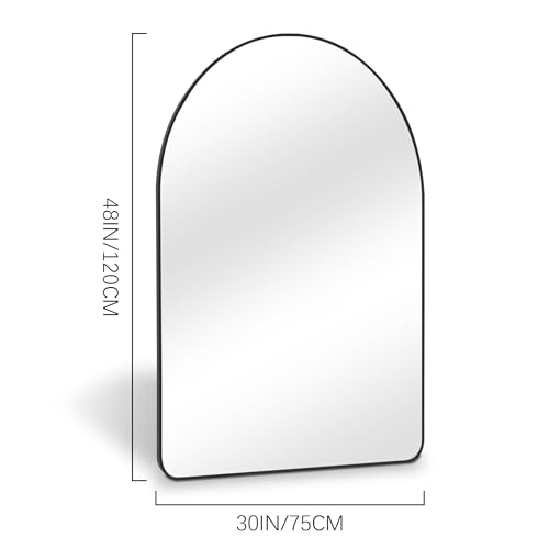 CIVENO Arched Mirror, 30"x48" Black Arched Mirror, Aluminum Alloy Metal Frame Arch Bathroom Mirror, Wall Mounted Mirror for Bedroom, Living Room, Entryway by CIVENO - Image 7